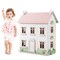 Kids Wooden Dollhouse 3 Level with Double-Sided Roofs and Doors-Pink